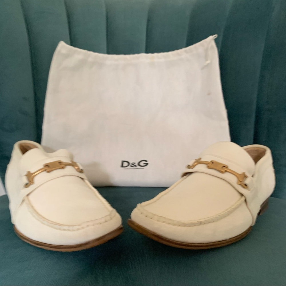 D&G Men’s Suede Cream  Color City Loafers Size 42